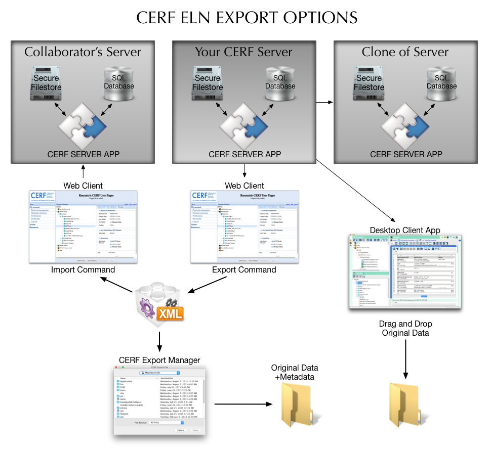 CERF ELN has several options to export for ease of data management
